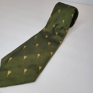 VINTAGE BROOKS BROTHERS MAKERS SILK‎ TIE GREEN/BELLS PATTERN 4"
